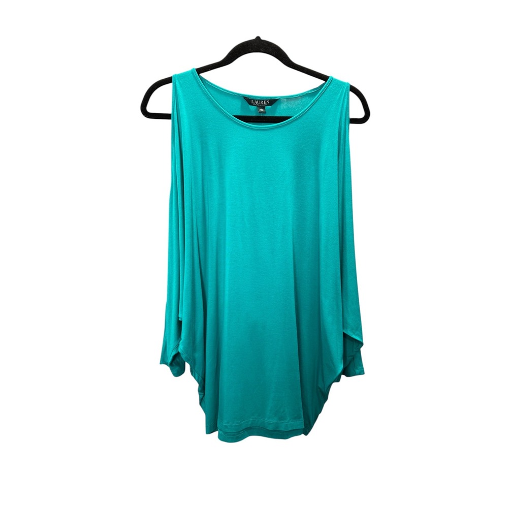 Lauren Ralph Lauren Sz L Green Cold Shoulder Dolman Sleeve Top Langenlook Luxury